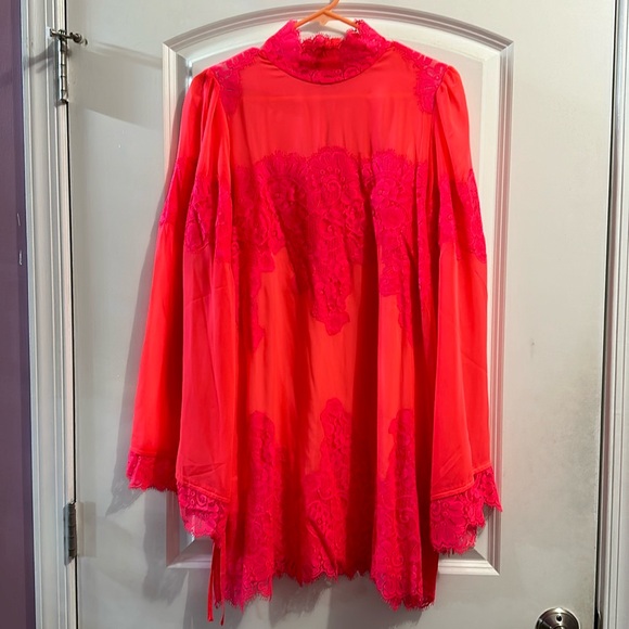 Free People Dresses & Skirts - NEW Free People Hot Coral Lace Mini Dress - Size M